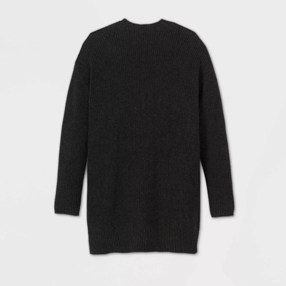 Cozy Ribbed Knit Dark Gray Long Cardigan - Picture 5 of 9